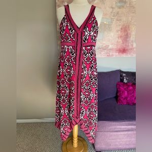 CLEO hot pink, black and white halter maxi dress size MP